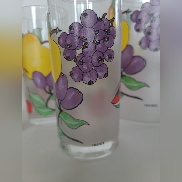 🍉Vintage French Frosted Glass Fruit Punch Set - 1 Pitcher and 4 Glasses - Picture 7 of 8